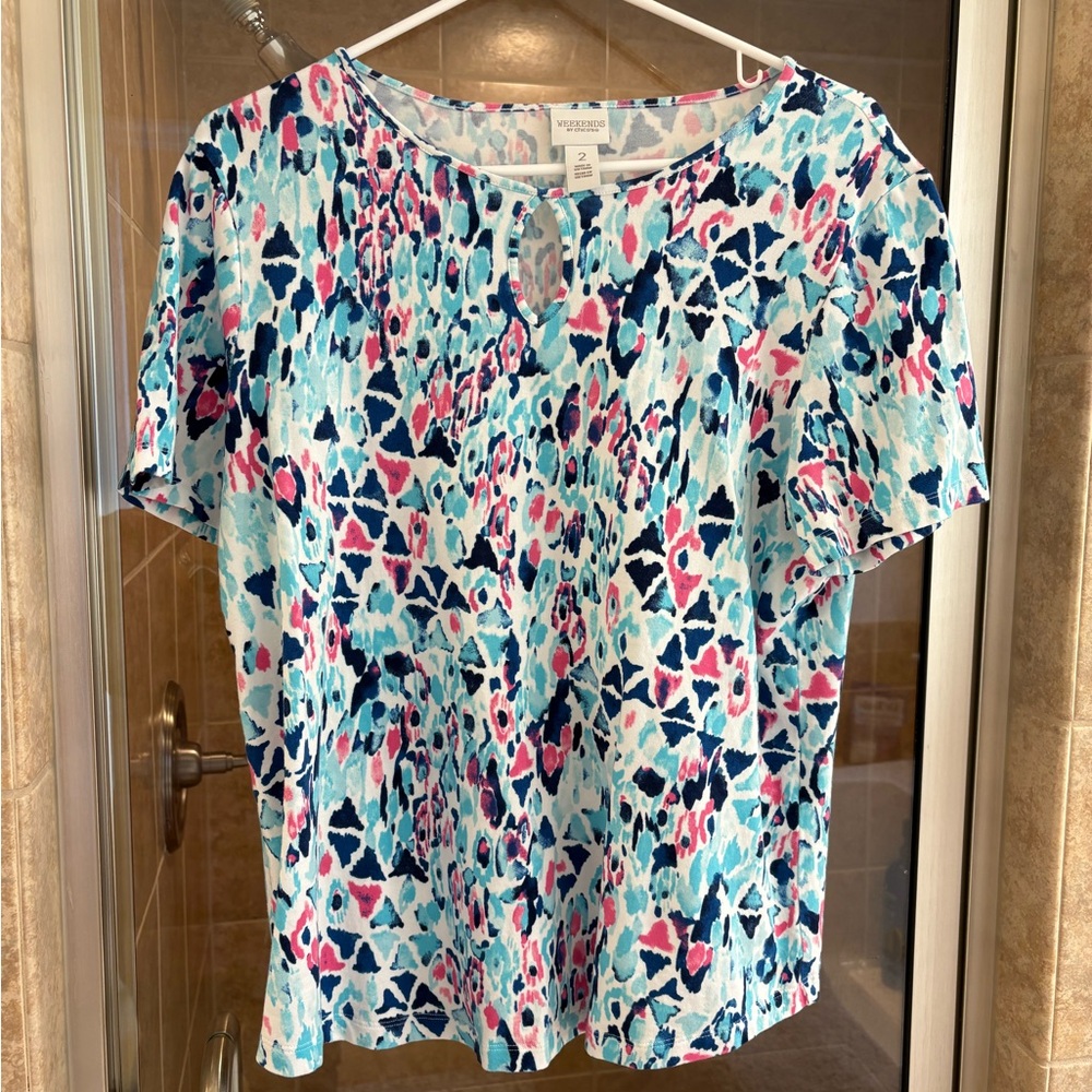 Chicos Patterned Blue Women's Top